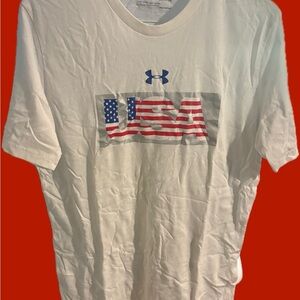 Under Armour Men's White USA Flag Tee